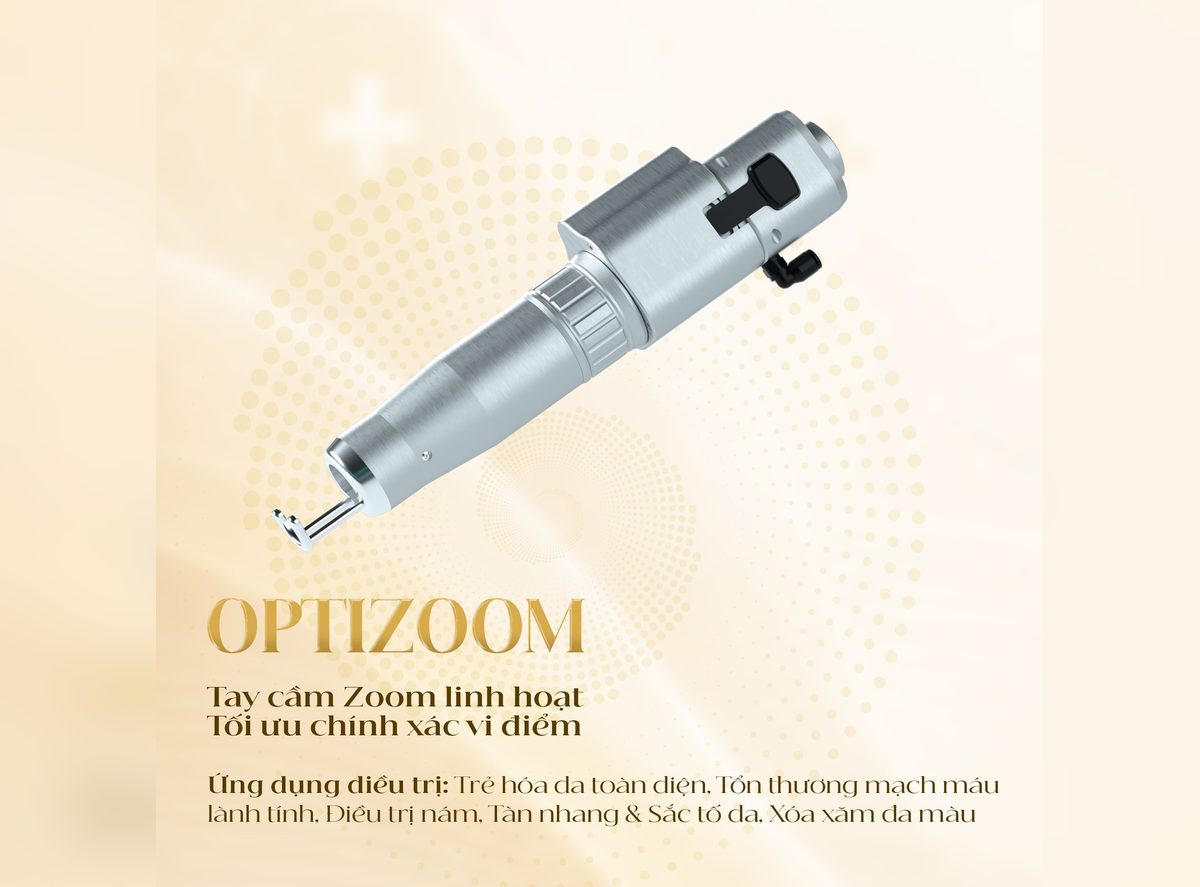 Tay cầm OptiZoom của hệ Chrome Lase-Station dùng trong laser trị giãn mao mạch tại Foxy M.D