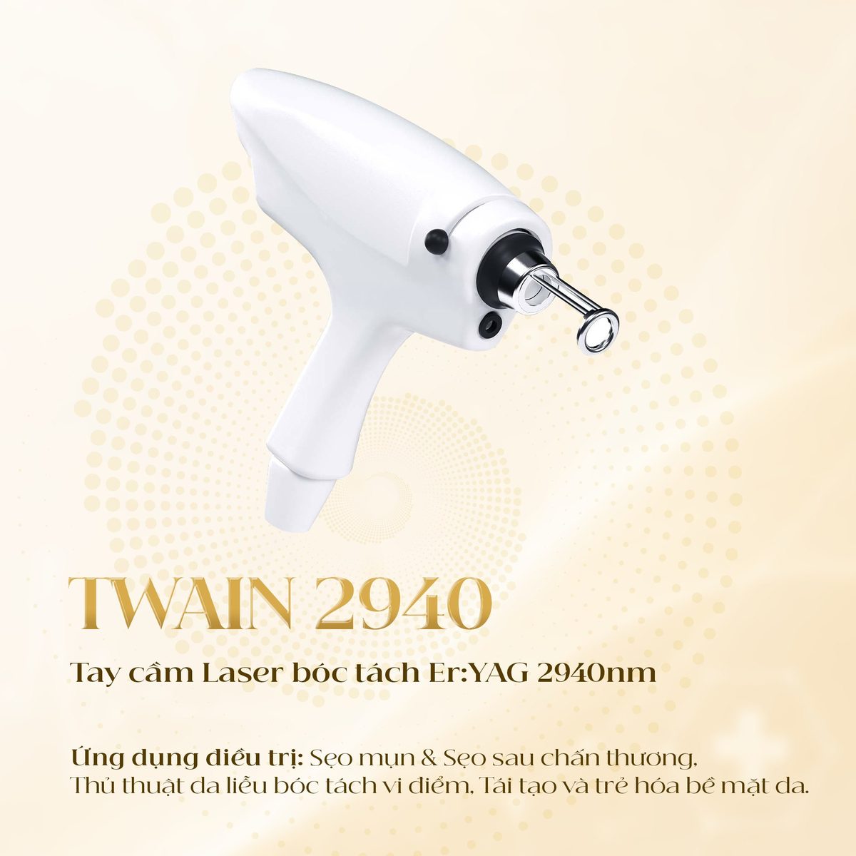 Tay cầm Twain 2940 laser Er:YAG trị sẹo mụn